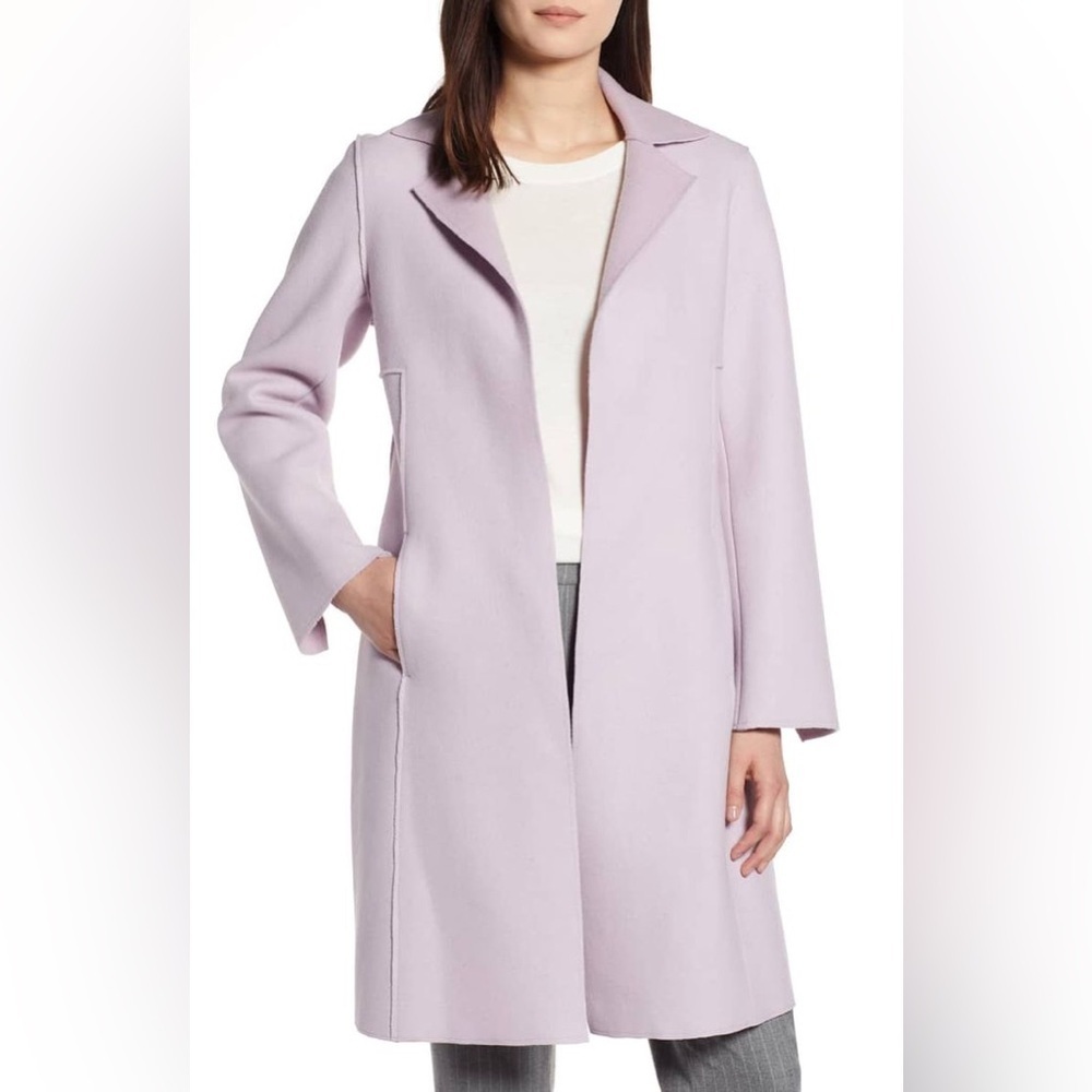 Halogen Purple Raw Edge Wool Blend Clutch Notched Lapel Coat 5593789 EUC Size S
